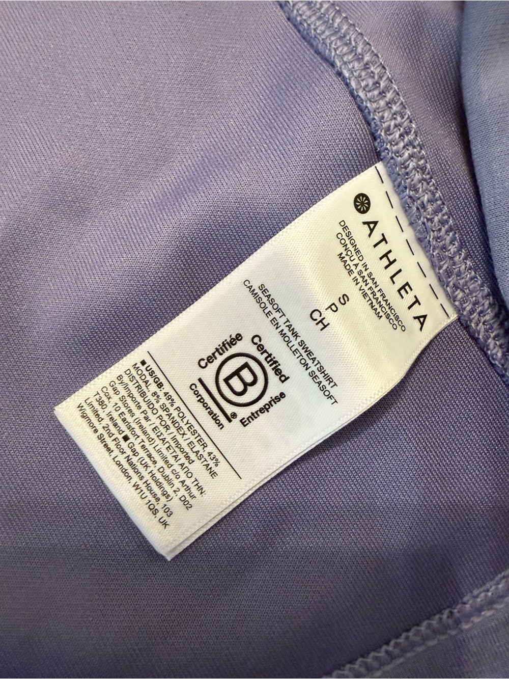 Athleta Women's Lavender Purple Tank Sweatshirt - Small
